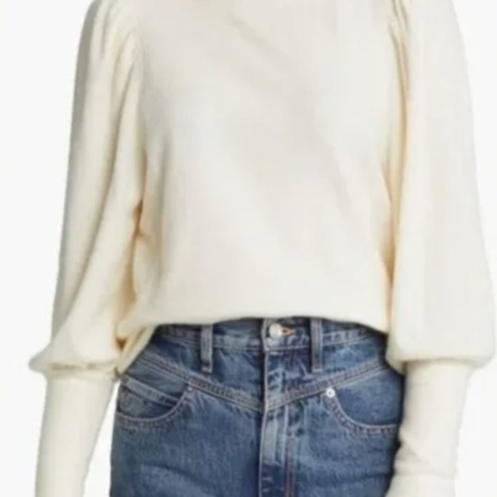 Madewell cream scoop neck sweater with latern sleeves